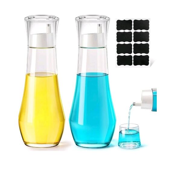 2 Pack Mouthwash Dispenser - 8.8 oz Glass Mouth Wash Container Small Clear - Picture 1 of 8